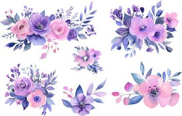 set of watercolor flowers