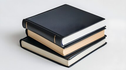 Stack of Hardcover Books on White Background, Minimal Academic Concept