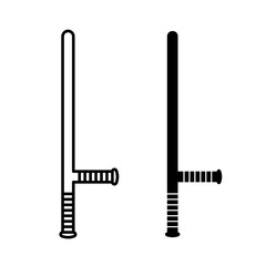 Police baton icon. Symbol of police or security, law and order. Rubber baton (stick), attribute of law enforcement agencies.