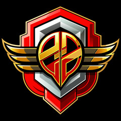 heraldic shield with wings