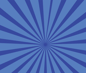 Sun rays blue background, starburst anime pop art cartoon or comic, dotted texture and explosion effect or sunburst, halftone gradient, fun and exciting template frame.