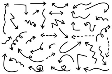 手描きの矢印イラストセット　黒