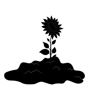 recommend clip art: Sprout grows from the soil line art . Vector silhouette of growing flower plant. Ecology element of new life in nature