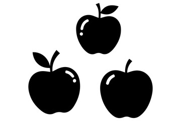 Simple 3 set of Apple silhouette icon on White Background
