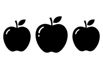 Simple 3 set of Apple silhouette icon on White Background

