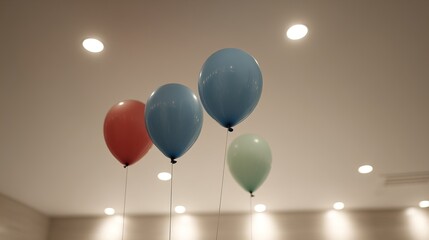 Obraz premium Helium balloons vibrant cluster floating gently creating whimsical festive atmosphere for celebrations and events lowercase 