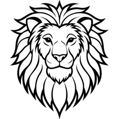Lion head line art vector illustration