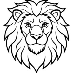 Lion head line art vector illustration