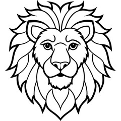 Lion head line art vector illustration