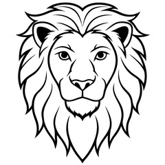 Lion head line art vector illustration