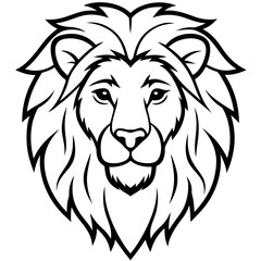 Lion head line art vector illustration