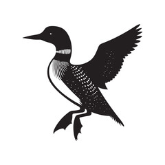 Silhouette of Common loon - Common loon bird Illustration - Common loon bird vector - Black and White Common loon Design.