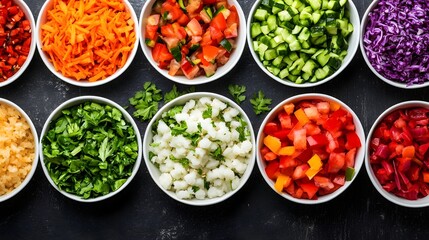 Assortment of Colorful and Healthy Poke Bowls with Fresh Ingredients on Modern Food Trend