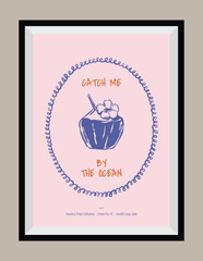 La Dolce Vita illustrations with an aesthetic quote in a poster frame. Sketch style doodles.