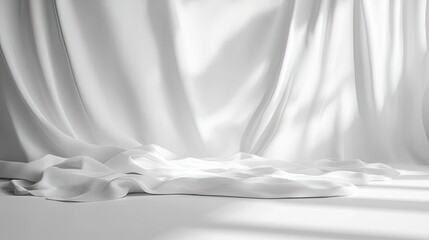 Obraz premium Elegant drapery display on pure white background artistic still life minimalistic design studio view