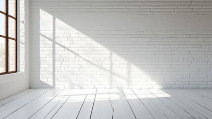 Obraz premium Bright minimalist interior design showcase white brick wall photography modern space aesthetic concept