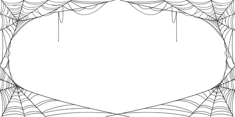 Spider web line art vector frame