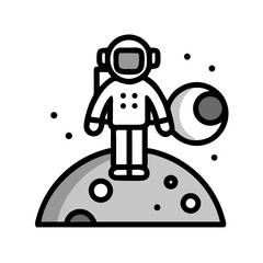 Astronaut on Moon Surface Icon Design