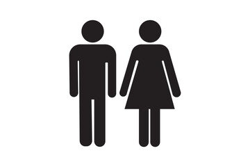 Man and woman silhouette icons for toilets. Bathroom glyph icon for restroom sign. vector illustration.