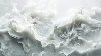 Obraz premium Surreal ocean waves movement abstract art pure white background fluid dynamics high angle viewpoint