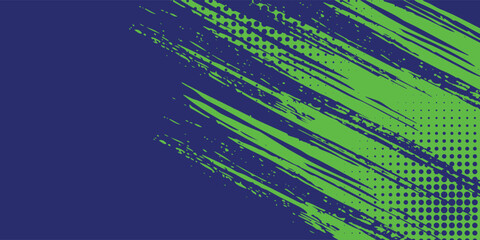 Abstract Sport Background with Green and Blue Brush Texture and Halftone Effect. vector illustration