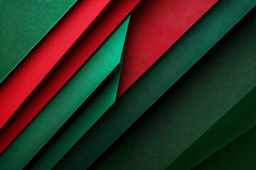 Obraz premium Abstract Layers of Green and Red Textured Paper with Diagonal Overlap Pattern