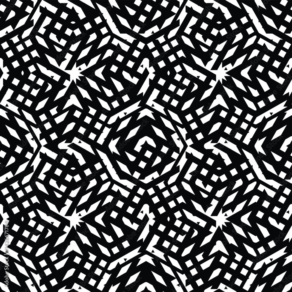 Poster Jagged Geometry A dynamic interplay of contrasting angular shapes  interwoven patterns