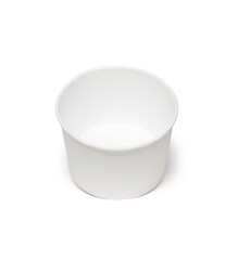 White Paper Food Bowl for Takeaway, Disposable Eco-Friendly Packaging for Soup, Salad, Ice Cream, Snack, Isolated on Clean White Background with Studio Lighting