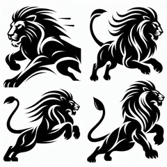 Fototapeta premium A set of Powerful Lion Silhouette Design