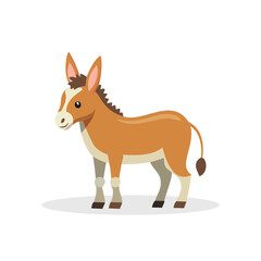 innocent Donkey vector illustration, Cute Animal Character for designs and decor.