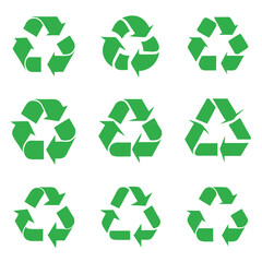 Fototapeta premium Create a set of six green silhouette icons of recycling