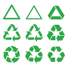 Fototapeta premium Create a set of six green silhouette icons of recycling