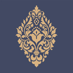 Vector damask stencil element. Floral baroque ornament pattern design. Vintage victorian arabesque motif.