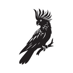 Cockatoo Minimal Vector - Cockatoo Silhouette - Illustration of Cockatoo - Black and White Cockatoo Art.