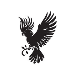 Cockatoo Minimal Vector - Cockatoo Silhouette - Illustration of Cockatoo - Black and White Cockatoo Art.