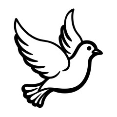 Fototapeta premium Dove icon with spread wings on a white background, symbol of peace and harmony