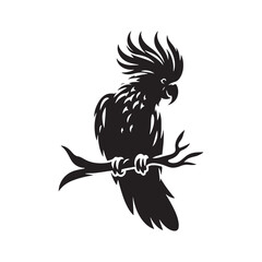 Cockatoo Minimal Vector - Cockatoo Silhouette - Illustration of Cockatoo - Black and White Cockatoo Art.