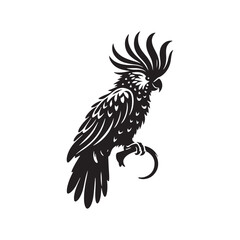 Cockatoo Minimal Vector - Cockatoo Silhouette - Illustration of Cockatoo - Black and White Cockatoo Art.