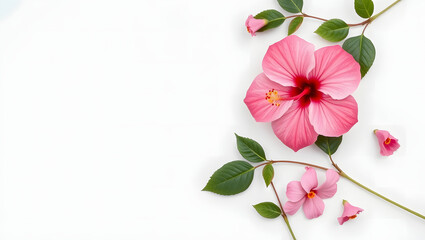 Hibiscus Pink Tropical Flat Lay Header Card Resource Frame Mothers Day Spring Bloom Botanical