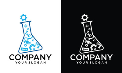Creative chemical bottle icon vector logo illustration