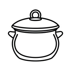 Cooking pot outline vector illustration kitchen utensil isolated on white background cooking equipment