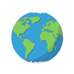 Fototapeta premium Earth globe world map blue oceans with white background