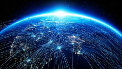 Global Digital Connectivity from Space at Night – Network Data Lines Across the Earth
