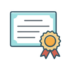 Certificate with Ribbon Seal Icon Design