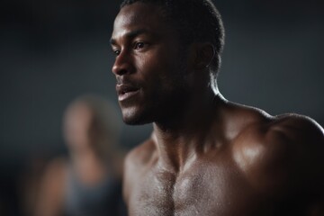 dynamic crossfit scene with gym equipment and athletes in motion