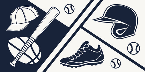 Baseball Sport Equipment Design Graphic for Branding and Logos	