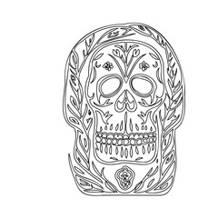 Intricate Skull Floral Doodle for Coloring Pages