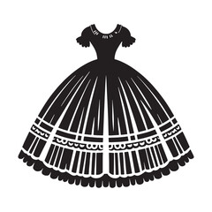 Regal Victorian Crinoline Dress silhouette, iconic historical fashion – Victorian Crinoline Dress illustration – Minimalist Victorian Crinoline Dress vector – Ladies dress silhouette

