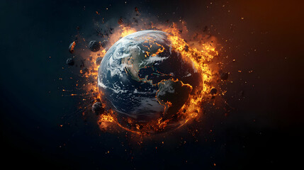 Burning Planet Explosion In Space