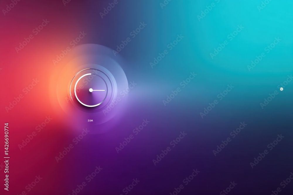 Leinwandbilder Mindfulness Timer App Glowing Softly on a Vibrant Gradient Background in a Serene Digital Environment at Dusk